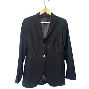 Theory Black Wool Stretch Anore Tailored 2-Button Peak Lapel Blazer Size 6